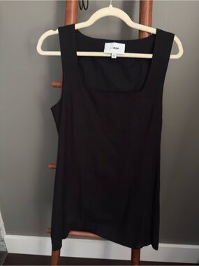 LIKE NEW LE BOP Della Black Linen Square-Neck Mini Dress (Size Small)